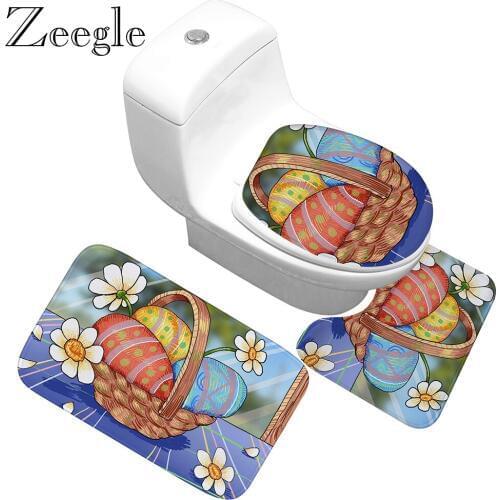 Zeegle 3pcs Bathroom Carpet Set Anti-slip Toilet Mat Shower Carpet Absorbent Kitchen Rug Foot Mat Washable Bath Mat Set