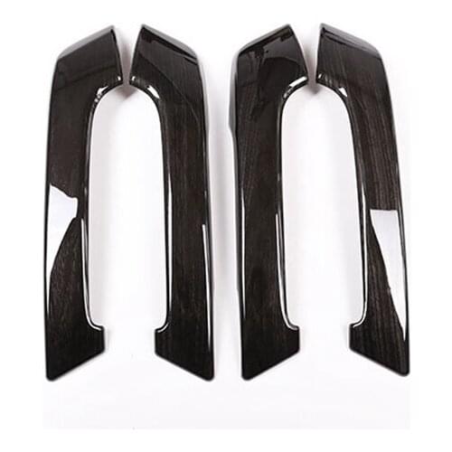 4Pcs Black Ash Wood Car ABS Interior Door Handle Trim for Toyota Land Cruiser Prado FJ150 150 2010-2018