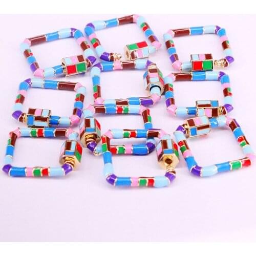 5PCS, Colorful Enamel Lock Carabiner Pave Lock Clasp Jewelry Findings