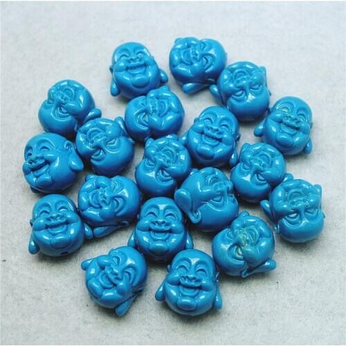 5pcs blue smile buddha heads matching beads for women bracelets clay material making size 18x18mm clay material top selling