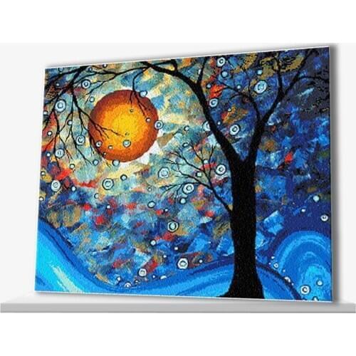 Abstract Painting DIY Painting By Numbers Moonlight Tree Landscape Handpainted Painting On Canvas Home Decor Wall Artwork