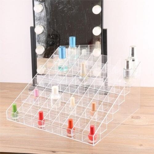 4x4cm Lattices Acrylic Nail Gel Storage Box Manicure Toenail Polish Organizer Tray Dressing Table Cosmetic Ladder Shelf Display