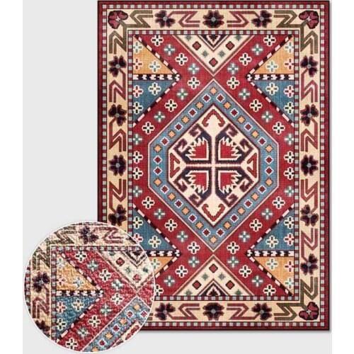 Bohemia Retro Home Carpet Geometry Persian Printed Rugs Family Non-Slip Washable Large Carpets for Living Room Bedroom Floor Mat