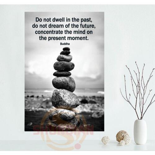 Buddha Focus Poster Custom Satin poster print cloth fabric wall poster print Silk Fabric Print