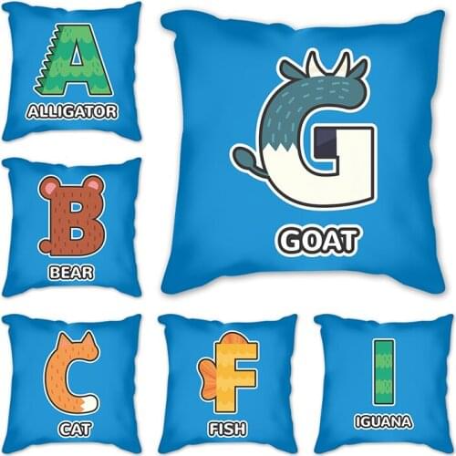 English alphabets Cushion Cover Short Velvet Sofa Bed Decorative 45x45cm funda cojin custom pillowcase decorative blue cushions