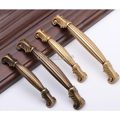 Brand New 2PCS Pure Brass Antique Furniture Handles Drawer Pulls Cupboard Wardrobe Kitchen TV Cabinet Pulls Handles and Knobs