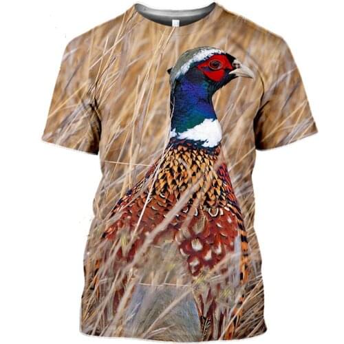 3D Print Harajuku T-Shirt Summer Animal Hunting Partridge Bird Fashion Casual Mens tshirt Chukar Short sleeve Streetwear Unise