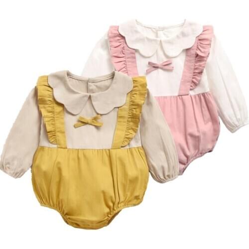 Baby Newborn Infant Baby Girls Bodysuit Spring Cotton Soft Long Sleeve Jumpsuit Soft Cotton O-neck Playsuits Baby Girls Clothes