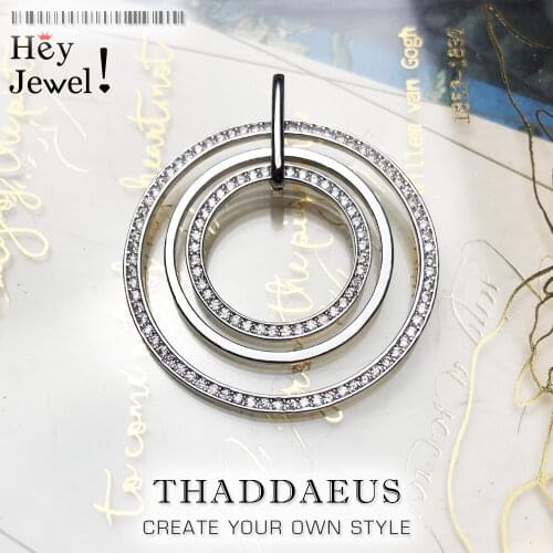 Pendant Three Circles Pave,2017 Brand New Fashion Glam Jewelry Europe Style Bijoux Necklace Accessories Gift For Soul Woman