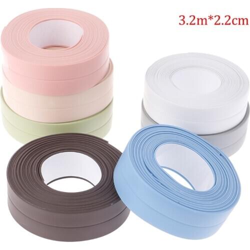 3.2mx22mm Bathroom Shower Sink Bath Sealing Strip Tape White PVC Self adhesive Waterproof Wall Sticker for Bathroom Kitchen