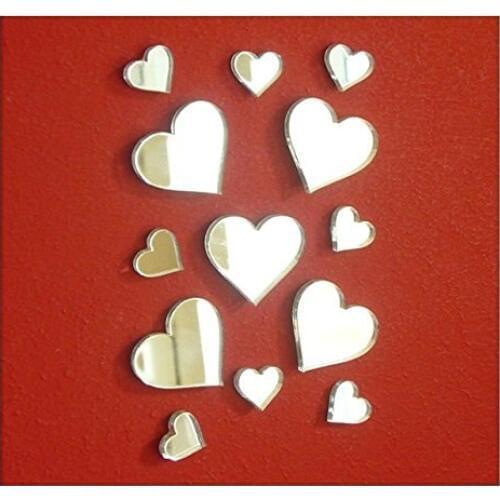 Heart small mirror sticker , 80 (3cm) and 80 (5cm) Hearts