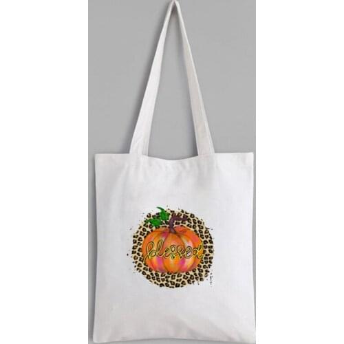 Pumpkin Leopard Fashion Tote Bag Casual Halloween 2021 Reuseable Shopping Bags Halloween Pumpkin Party Clear Bags Plus