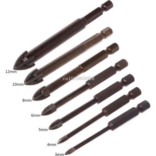 Tungsten Carbide Glass Drill Bit Set Alloy Carbide Point with 4 Cutting Edges Tile and Glass Cross Spear Head Drill Bits