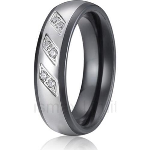 New arrival anel feminino anti allergic titanium jewelry Manufacturer his and hers direct black ceramic wedding band rings