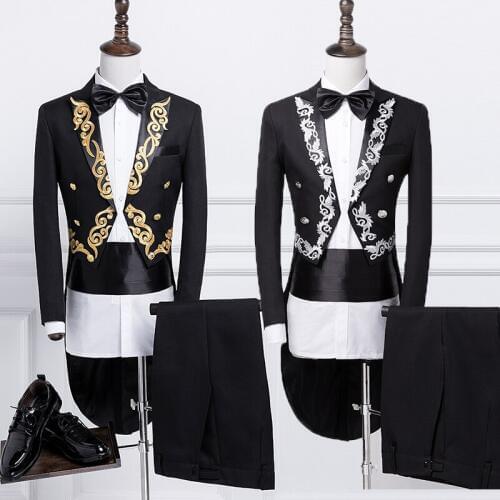 Slim suits mens suits commanding stage performing magic tuxedo suit (jacket + pants + tie + girdle) TB71122