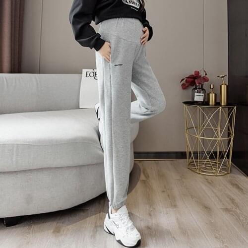 Pregnant womens autumn new loose and thin wide-leg sports pants fashionable all-match trousers outer wear casual pants