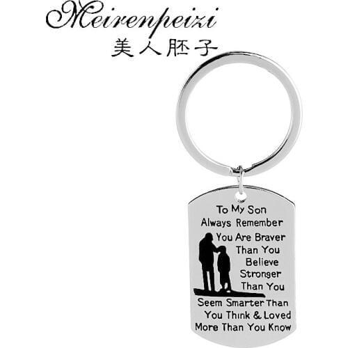 Personalized Key Chains You Are Braver Than You Believe Stronger Than You Seem Motivational Stamped Dog Tags Keychain Jewelry