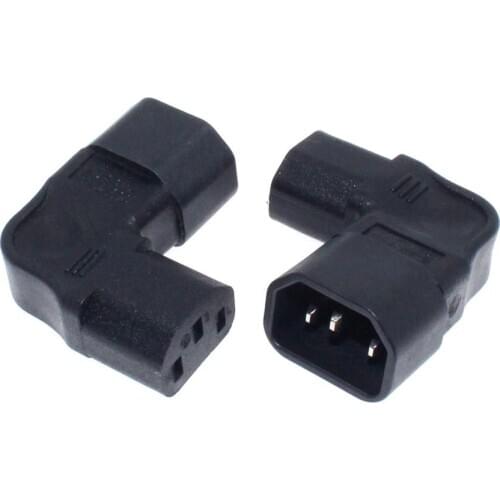 IEC 320 C14 To C13 Left Angled Power Converter 10A 250V AC Electrical Plug Male To Female Power Conversion Adapter Black