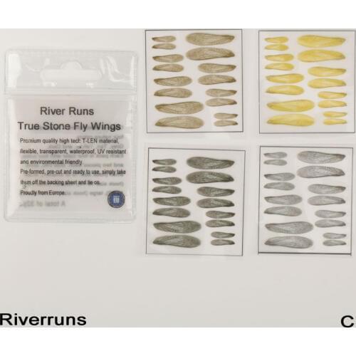 Riverruns Realistic Flies 32pcs/Bag Stone Dry Fishing Flies Wings 4 Color 4 Size