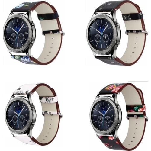 22mm Flower Leather Strap for samsung galaxy watch 46mm 2 s3 Bracelet Zenwatch Ticwatch s s2 1 pro amazfit 3 2 1 GTR pace band