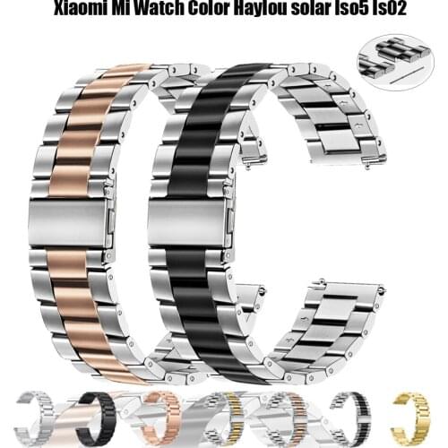 Strap for Xiaomi Mi Watch Color Haylou solar ls02 Replacement Bracelets Stainless Steel Wrist belts for xiaomi smartwatch Bands