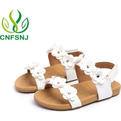CNFSNJ 2020 new summer Flowers Flat With Girls Sandals Shoes For Baby Toddler 1-5 Old Year Fashion Soft Bottom Ankle-Warp shoe