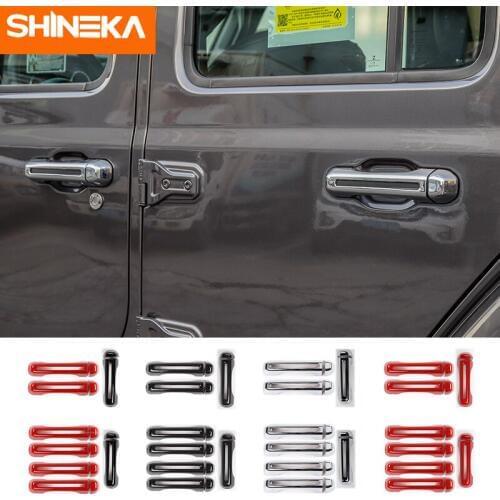 SHINEKA ABS Car Exterior Side Door Handle Tailgate Handle Hinge Decoration Cover Stickers For Jeep Wrangler JL 2018