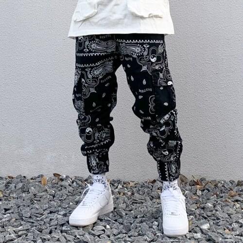 Bandana Jogging Pants Men Women Elastic Waist Side Pockets Mens Pants Trousers