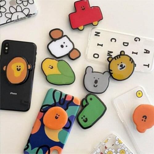 Cute Mobile Phone Telescopic Holder Cartoon Phone Finger Ring Folding Bracket Universal Acrylic Airbag Holder for iPhone Samsung