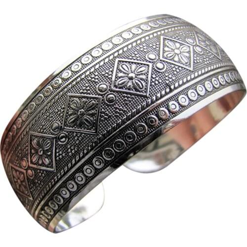 Tibetan Vintage Geometry Flower Bangles Bracelet Antique Tibetan Cuff Bracelets For Women Jewelry