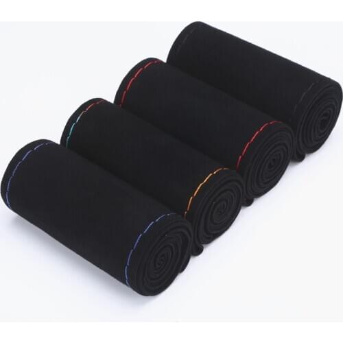 Universal hand-sewn steering wheel cover suede frosted leather car steering wheel cover four seasons non-slip and sweat absorpti