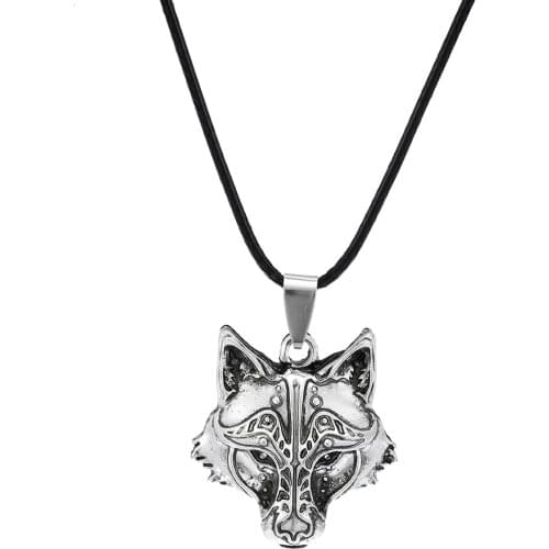 Factory Direct Sales Vikings Wolf Head Pendant Necklace European & American Popular Ornament Accessories Unisex Jewelry Gifts