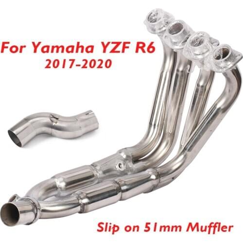 Motorcycle Exhaust System Front Header Link Tube Stainless Steel Connector Link Pipe for Yamaha YZF R6 2017 2018 2019 2020