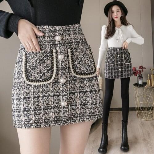Xiao Xiang style sub-skirt woman 2020 autumn/winter new high-waisted thick flower hair short skirt thin a-word skirt