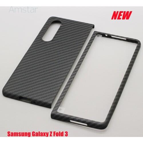 Amstar Real Carbon Fiber Protective Case for Samsung Galaxy Z Fold 3 Luxury Business Aramid Fiber Z Fold 3 5G Hard Cover Case