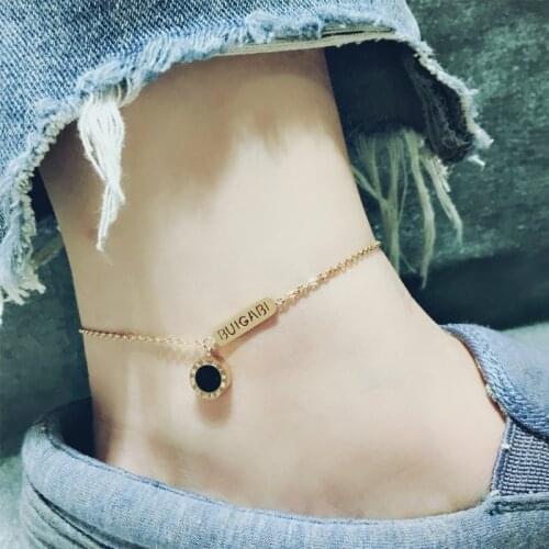 Luxury Famous Brand Jewelry Roman numerals Anklet Women Rose Gold Color Stainless Steel Ladies Jewelry Not Fade