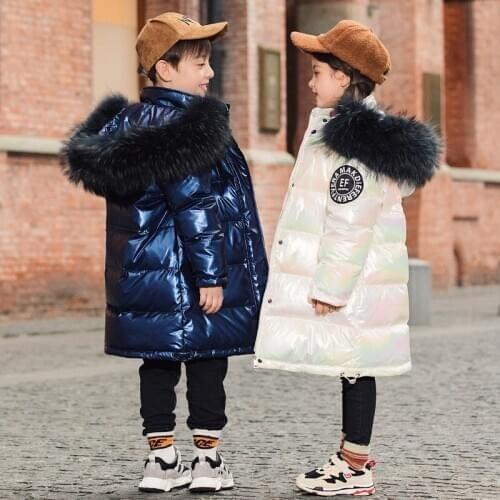 Winter Children Down Jackets Casual Shiny Kids Waterproof Duck Down Clothing for Boys Girls Warm Outwear Teens Hooded Coat