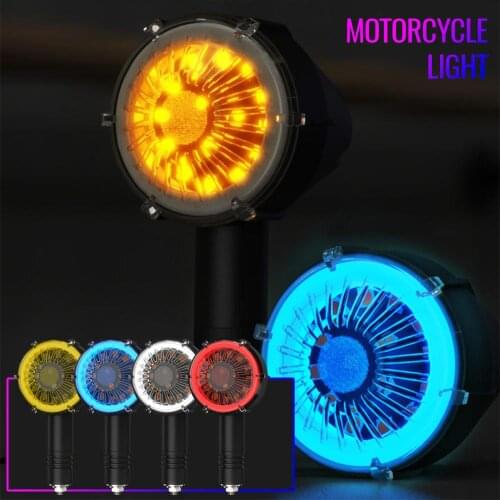 1pc 4 Wires Round New Flowing Lighting Light Effect Motorcycle Turn Signal Retro Bullet Super Bright Modification Accessories