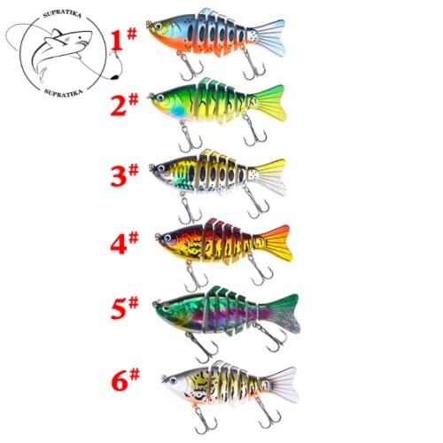 1pcs Dive Depth 0.5-1.5m Fishing Lures 10cm/15.6g Colorful 7-section Plastic Hard Bait 3D Eyes Artificial Wobblers Waterproof