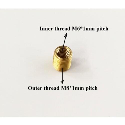 10Pcs/lot, Copper/Brass Inner M6 To Outer M8 Pitch1.0 Threaded Hollow Tube, Coupler Adapter Screw, Lighting Accessories