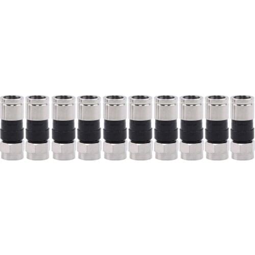 10Pcs F-Type Male Plug Compression Connectors For RG6 Coax Coaxial TV Cable HQ Connector Auto Replacement Parts