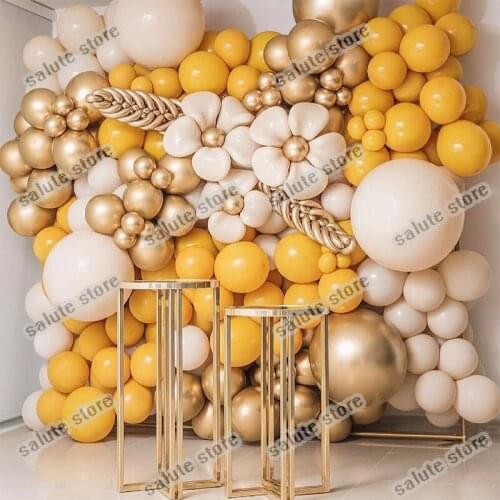 165PCS Balloon Arch Garland Kit - Latex Balloons Wedding Birthday Kids Wedding Lemon Yellow Double Cream Sandy Wedding Balloon
