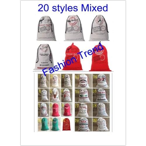20pcs/lot free shipping 20 styles Santa sacks santa sack canvas santa sack Christmas gift bag wholesale santa sack personalized