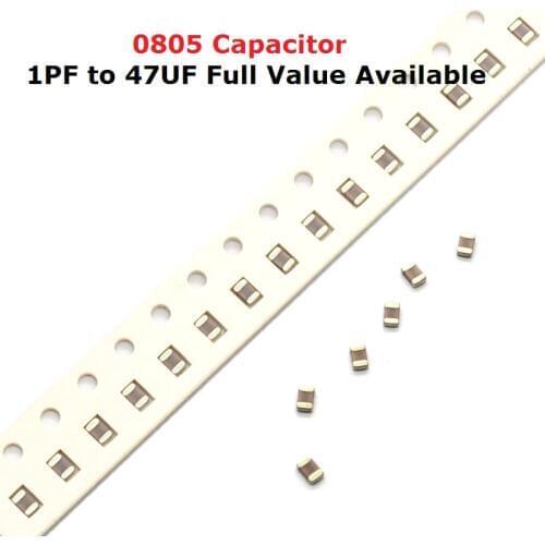 200pcs SMD 0805 capacitor kit 10UF 16V 50V 225 106 226 336 475 476 K/M/Z 2.2UF/4.7UF/10UF/22UF/33UF/47UF X7R chip capacitance