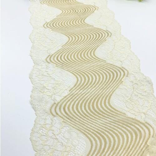 3y/lot Width 23.50cm Cream With Wave Stretch Lace Trim For Clothing Accessories Dress Sewing Applique Costume Lace Fabrics