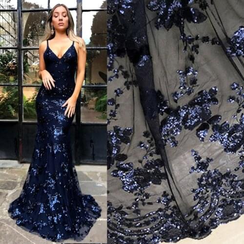 6 Colors Can Choose Sequined Peony Flower Embroidery Lace Fabric French Lace For Wedding/Evening / Party Dress Designer Fabric