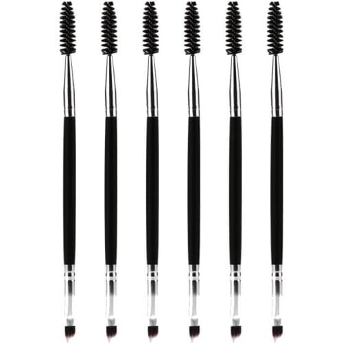 6pcs Double Ended Eyebrow Brush Eyelash Brush Wooden Handle Eye Makeup Tool