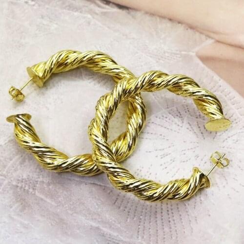 8 pairs Round Hoop earring Spiral metal high quality gold filled fashion jewelry Trendy hoop earrings for women 58022
