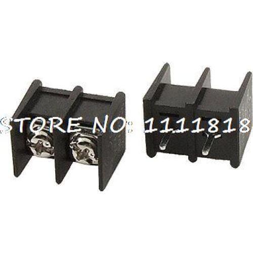 9.5mm Pitch 2 Poles Screw Terminal Blocks Black 20A 5 Pcs