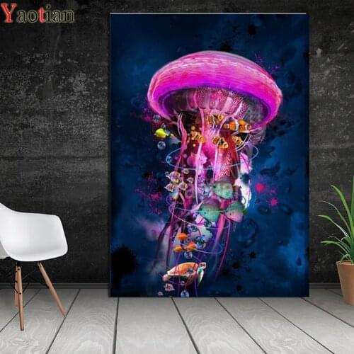 DIY 5D Diamond Painting Abstract Art jellyfish fish turtles Cross Stitch Diamond Embroidery rhinestones picture mosaic stickers